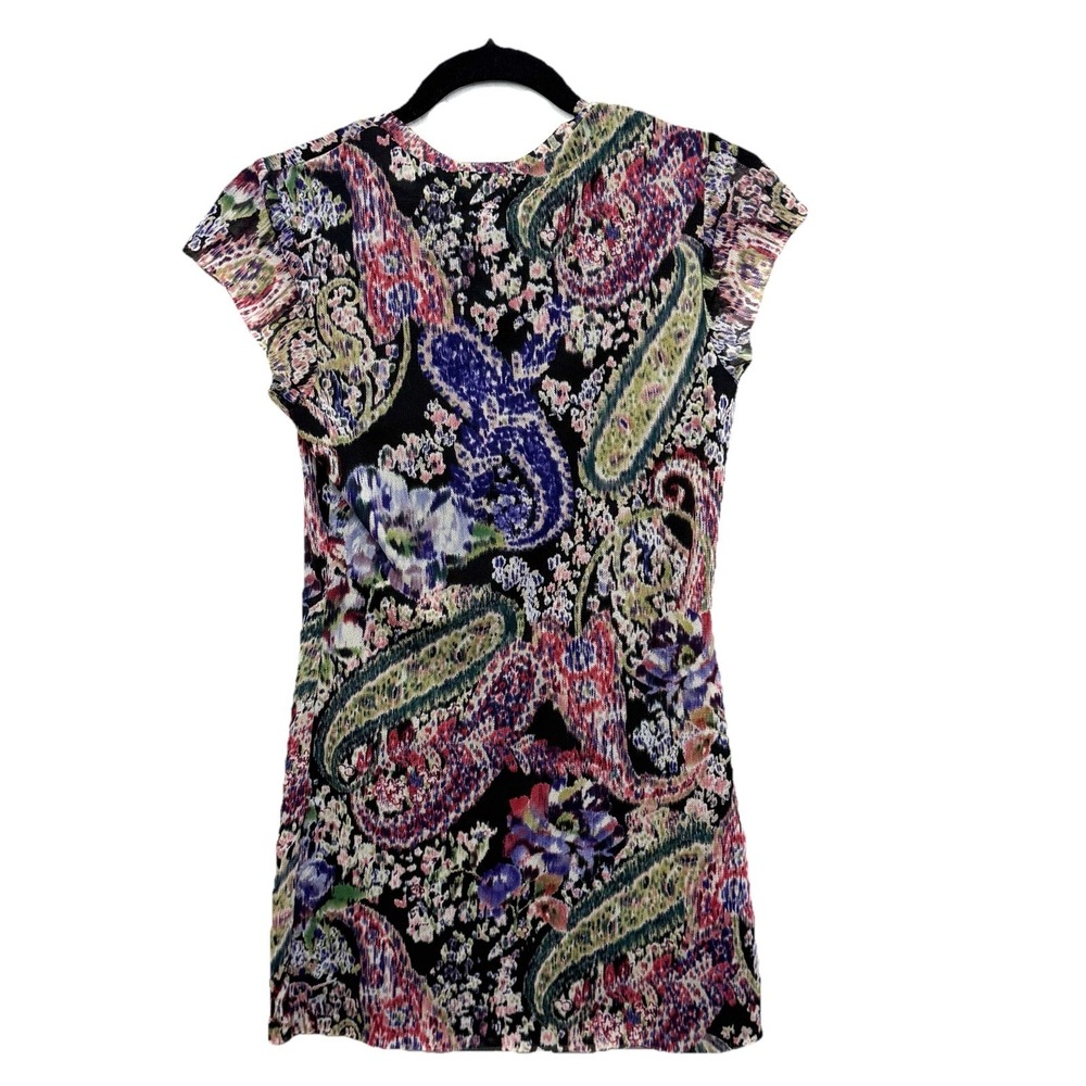 Bisou Bisou Y2K Mesh Top Medium Paisley Floral Whimsy Goth Indie Sleaze Edgy Art - Picture 3 of 14